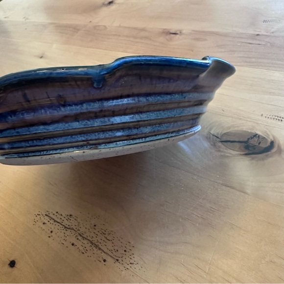Handcrafted Blue and Brown Pottery Pie Pan or Bowl - Picture 2 of 10